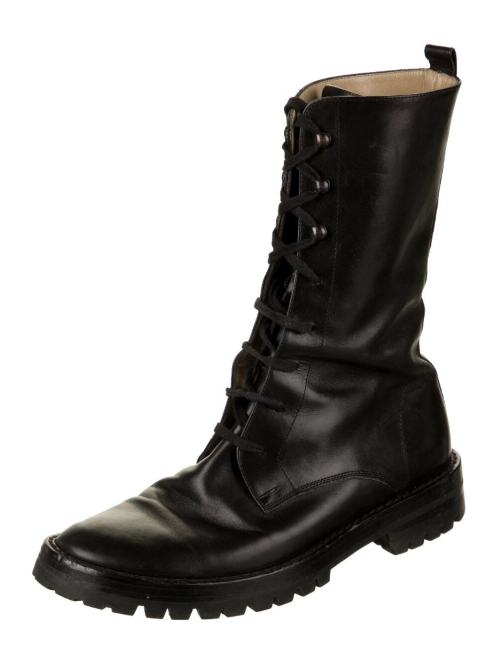 Ann Demeulemeester Black Combat Leather Boots 7.5